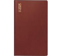 rido/idé Agenda de poche modèle M (2025), 2 pages = 1 mois, format A6, 32 pages, couverture en plastique, bordeaux