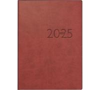 rido/idé Agenda de poche modèle Perfect/Technik I (2025), 2 pages = 1 semaine, format A6, 208 pages, couverture en cuir synthétique, bordeaux