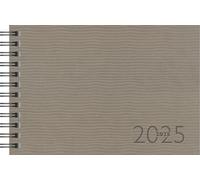 rido/idé Agenda de poche modèle Septimus (2025), 2 pages = 1 semaine, A6 paysage, 128 pages, couverture en cuir synthétique Tejo, gris
