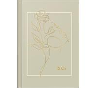 rido/idé Agenda de poche modèle Technik III (2025) « One Line », 1 page = 1 jour, A6, 384 pages, couverture graphique, beige