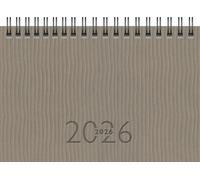 rido/idé Agenda de poche modèle TM 17/contacter 2026, format A6, paysage, en cuir synthétique, gris