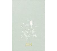rido/idé Agenda hebdomadaire « Wild Flowers » modèle partenaire/industrie I 2024 2 pages = 1 semaine - Dimensions des feuilles : 7,2 x 11,2 cm - Turquoise
