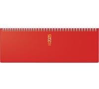 rido/idé Agenda transversal, semainier, 2025, 2 pages = 1 semaine, 307 × 105 mm, 112 pages, couverture rigide, rouge