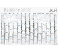 rido/idé Calendrier annuel 2024, 1 page = 14 mois, 70 x 47 cm, blanc