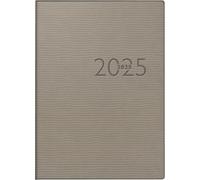 ridoidé Agenda de poche modèle PerfectTechnik I (2025), 2 pages = 1 semaine, format A6, 208 pages, couverture en cuir synthétique, Tejo, gris