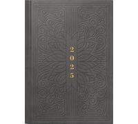 ridoidé Agenda modèle Futura 2 (2025) « Art Deco », Semainier 2 Pages = 1 Semaine, Format A5, 176 Pages, Couverture en Cuir synthétique, Anthracite