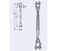 Ridoirs corps fermé chape fixe usinée terminaison à sertir M16, AISI 316