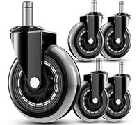 RidRed Office Chair Wheels - Replacement Rubber Wheels - Universal Fit 3 Inch Casters, Heavy-Duty Chair Casters, Noise Free, Fits 98% Chair, for All Floor (5)