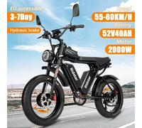 Ridstar Q20 Pro Ebike, double moteur 2000W, deux piles 40AH, vitesse maximale 60 KM/H, kilométrage maximum 120KM dans le mode PAS, vélo épais 20*4.0 1000W 48V 20AH
