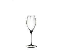 Riedel Fatto A Mano Performance Champagne, Champagnerglas, Sektglas, Hochwertiges Glas, mit Schwarzem Stiel, 375 ml, 4884/28D