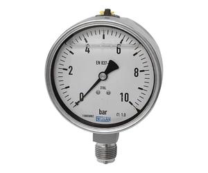 RIEGLER 102319-746-63 Mano à glycérine en acier CrNi Échelle E G 1/4 bas 0-6,0 bar Ø 63
