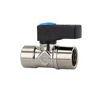 RIEGLER 103322-371.104 Mini robinet à boisseau sphérique avec poignée rotative en laiton nickelé G 1/2 IG 1 pièce