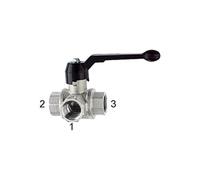 RIEGLER 103378-1081 D Robinet à boisseau sphérique 3 voies, standard, perçage en L, laiton vern, Rp 3/4, DN 20, 1 pièce