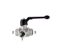 RIEGLER 103381-1081 G Robinet à boisseau sphérique 3 voies, support, perçage en L, laiton vern, Rp 1 1/2, DN 40, 1 pièce