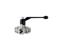 RIEGLER 103395-1084 E Robinet à boisseau sphérique 3 voies, alésage en T, laiton nickelé, Rp 1, DN 25, 1 pièce