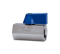 RIEGLER 103489-376.01-ES Mini robinet à boisseau sphérique en acier inoxydable 1.4401, IG/IG, G 1/4, DN 7, 1 pièce