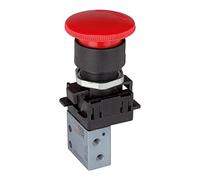 RIEGLER 106416-512.704 Mini vanne 3/2, manuel, bouton champignon, NC, M5 latéral, 1 pièce