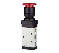 RIEGLER 116016-515.5104 Vanne 5/2 voies M5 manuelle, bouton champignon, monostable, G 1/4, rouge, 1 pièce