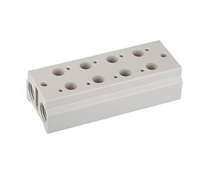 RIEGLER 116222-5510.03-14 Plaque de base multiples, 3/2 voies, 3 positions, G 1/8, G 1/4, 1 pièce