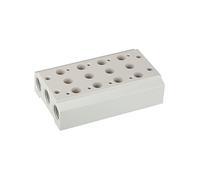 RIEGLER 116248-5520.03-14 Plaque de base multiple pour vannes 5/2-5/3 voies 3 poses, G 1/8, G 1/4, 1 pièce