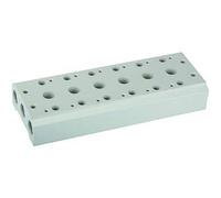 RIEGLER 116268-5520.08-14 Plaque de base multiple pour vannes 5/2-5/3 voies 8 poses, G 1/8, G 1/4, 1 pièce