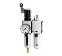 RIEGLER FU 616-4 FUTURA Unité de maintenance en deux parties avec réservoir en polycarbonate, panier de protection et manomètre, entièrement automatique, taille 4, 0,2-4 bar, G 1"