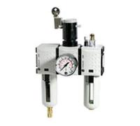 RIEGLER FU 634-10 FUTURA Unité de maintenance en 3 parties avec réservoir en polycarbonate, panier de protection et manomètre, entièrement automatique, taille 1, 0,5-10 bar, G 3/8"