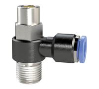 RIEGLER Riegler Clapet anti-retour à étranglement « Série bleue », Étranglement d’air d’évacuation, R 1/8 à Ø6mm Quantité:1