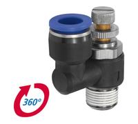 RIEGLER Riegler Clapet anti-retour à restriction « Série Bleue » Évacuation R1/8 ext., droit Ø4mm Quantité:1