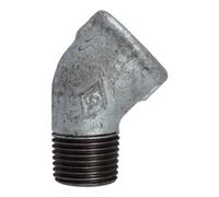 RIEGLER Riegler Coude 121, 45°, FI/MI, Rp/R 3/8, fonte malléable noire galvanisée Quantité:1