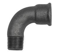 RIEGLER Riegler Coude 1a, 90°, court, Rp 2 int., R 2 ext. Fonte malléable noire Quantité:1