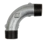 RIEGLER Riegler Coude 3, long, 90°, Mâle/Mâle, R 2, noir Fonte malléable galvanisée Quantité:1