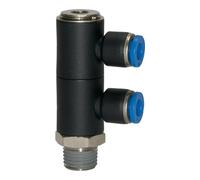 RIEGLER Riegler L-Distributeur multiple »Série bleue«, 2 voies, pivotant, R 1/4 a. Ø8mm Quantité:1