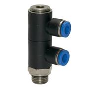 RIEGLER Riegler L-multiprises »Série bleue«, 2 voies, pivotant, G 1/8 à Ø4mm Quantité:1