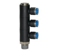 RIEGLER Riegler L-multiprises »Série Bleue«, 3 voies, pivotant, R 1/8 à Ø6mm Quantité:1
