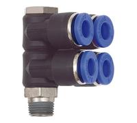 RIEGLER Riegler L-Multiprises »Série Bleue«, 4 voies, pivotante, R3/8 à Ø10mm Quantité:1