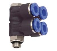 RIEGLER Riegler L-Multiprises »Série Bleue«, 4 voies, rotatif, G 1/8 à Ø8mm Quantité:1
