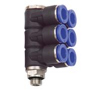 RIEGLER Riegler L-Multiprises »Série Bleue«, 6 voies, pivotant, G1/4 à Ø10mm Quantité:1