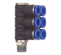 RIEGLER Riegler L-multiprises « Série Bleue », 6 voies, pivotant, R3/8 à Ø12mm Quantité:1
