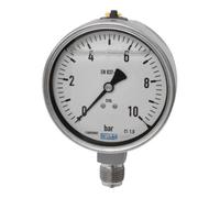RIEGLER Riegler Manomètre glycériné, acier CrNi, échelle E, G 1/4 bas, 0-10,0 bar, Ø 63 Quantité:1