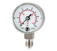 RIEGLER Riegler Manomètre standard, acier CrNi, G 1/4 bas, 0 - 10,0 bar, Ø 40 Quantité:1