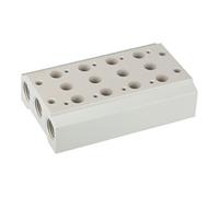 RIEGLER Riegler Plaque de base multiple pour vannes 5/2-5/3 voies, 2 pos., G 1/4, G 3/8 Quantité:1