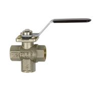RIEGLER Riegler Robinet à boisseau sphérique 3 voies, MS nickelé, raccord bas, perçage en L, Rp 1 1/4 Quantité:1