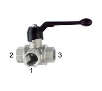 RIEGLER Riegler Robinet à boisseau sphérique 3 voies, standard, perçage L, laiton nickelé, Rp 1 1/2, DN 40 Quantité:1