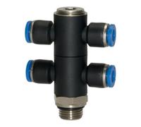 RIEGLER Riegler T-Collecteur multiple »Série bleue«, 4 voies, pivotant, G 1/4 à Ø4mm Quantité:1