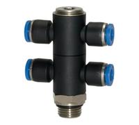 RIEGLER Riegler T-multiprises « Série Bleue », 4 voies pivotantes, G 1/2 à Ø12mm Quantité:1