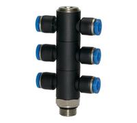 RIEGLER Riegler T-multiprises « Série Bleue », 6 voies, rotatif, G 1/4 à Ø4mm Quantité:1