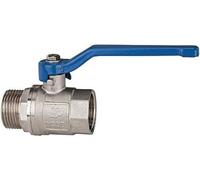 Riegler Vanne à bille "valve line", levier manuel bleu, MS nickelé, FF/FF, G 1 1/2