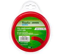 Riegolux 107662 Fil Débroussailleuse Nylon Carré Rouge 2.4 mm x 15 m