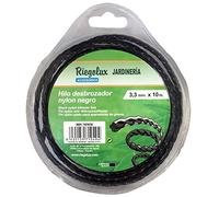 RIEGOLUX 107676 Fil de débroussailleuse en Nylon hélicoïdal, Noir, 3,3 mm x 10 m